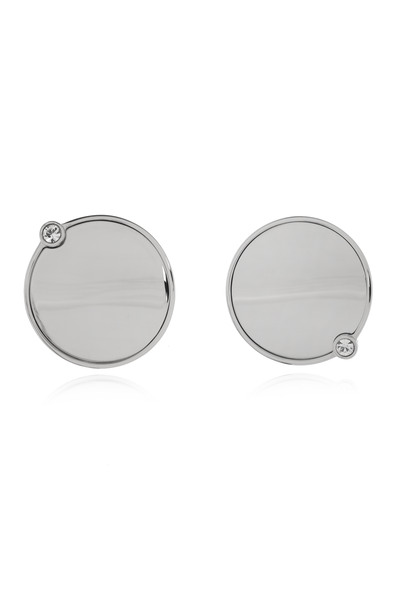 Silver Round earrings with engraved logo MM6 Maison Margiela